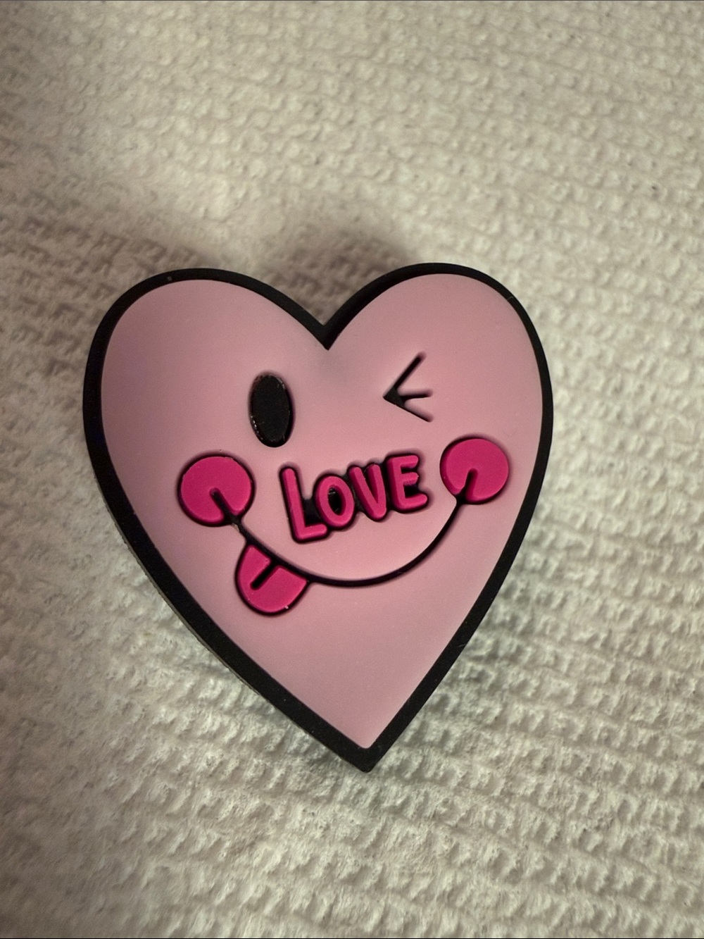 Pink Heart 'LOVE' Smiley Shoe Charm